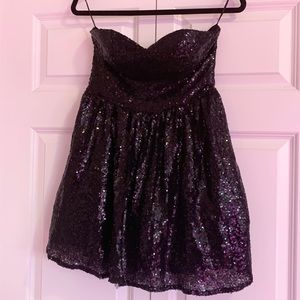 Black Strapless Sequin Party Dress
